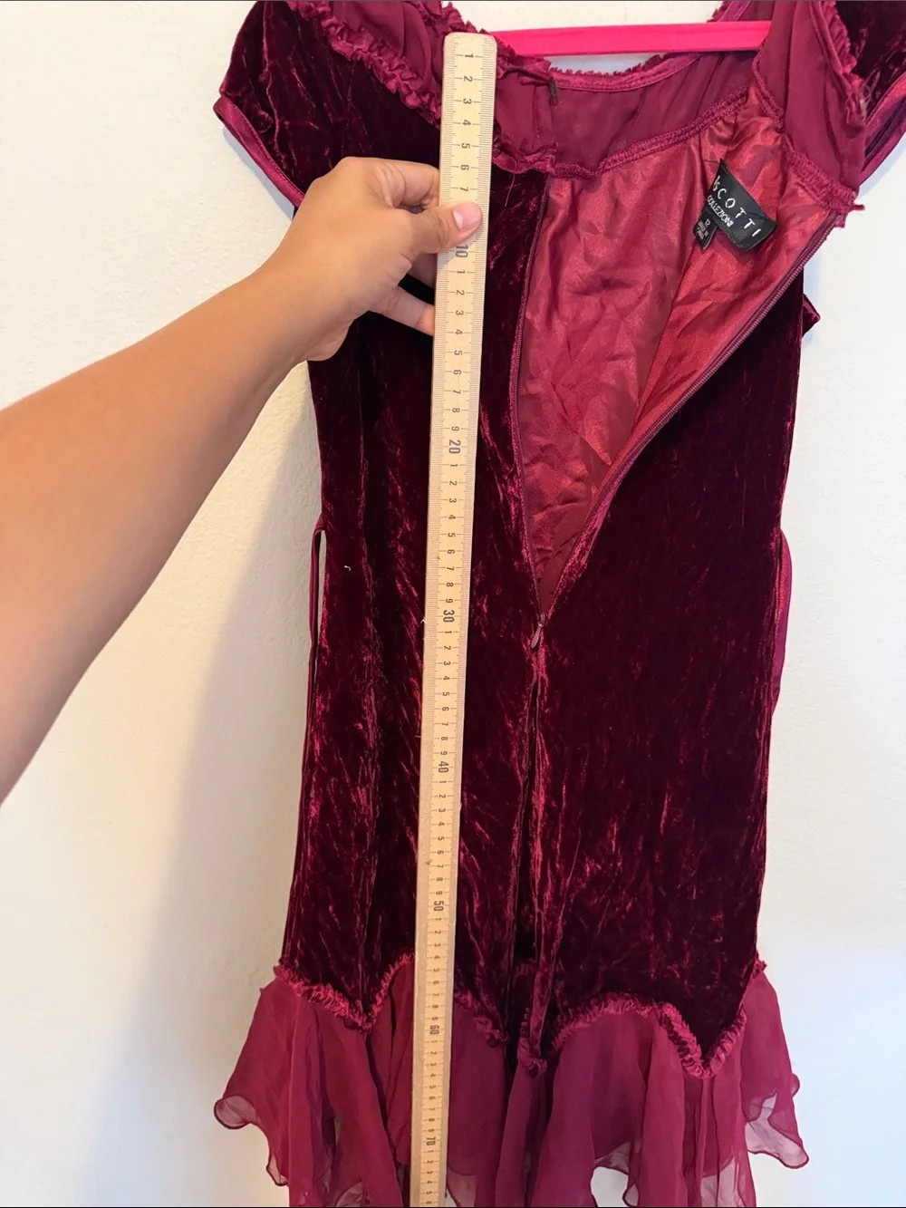 Biscotti Deep Wine Velvet and Chiffon Dress